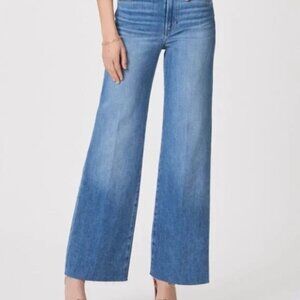 Anessa High Waist Raw Hem Wide Leg Jeans - Color Flamenco Distressed 31